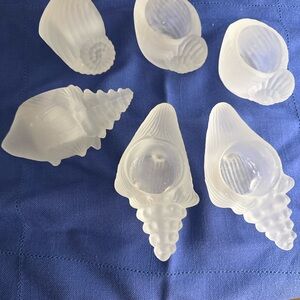 Set of Frosted Glass Seashell Candle Holders